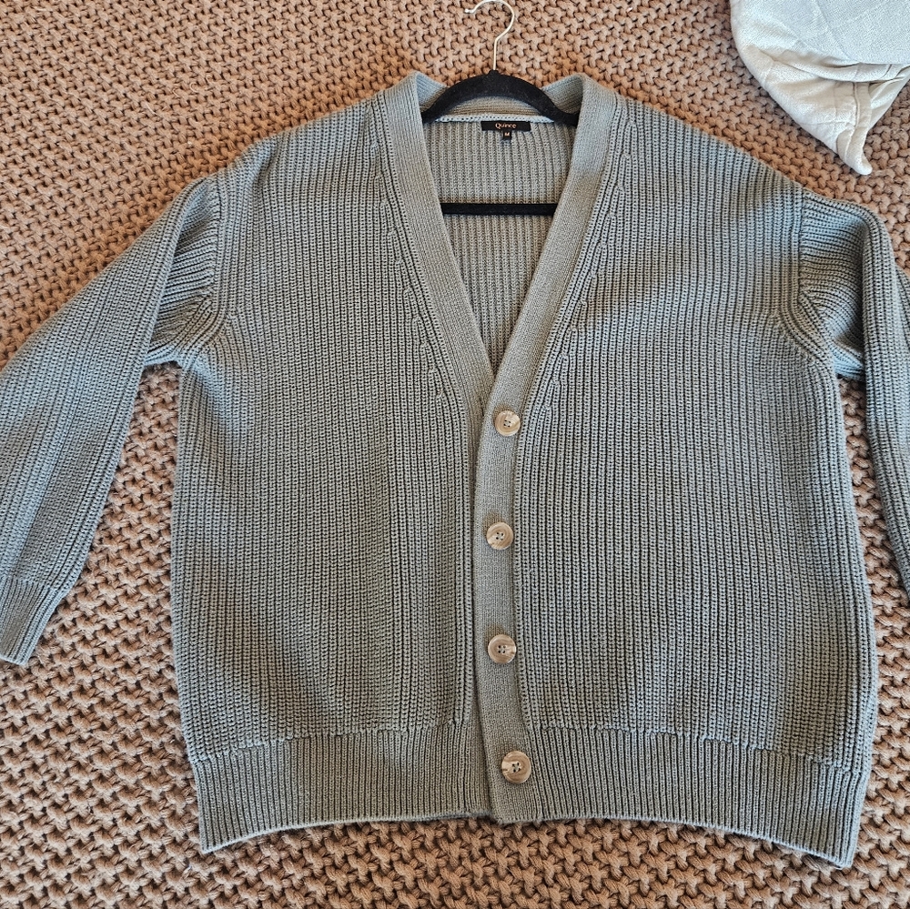 Quince Green 100% Organic Cotton Cardigan Medium